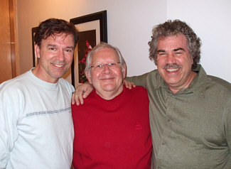Session singer Amick Byram, prolific composer Alf Clausen and Randy Crenshaw after singing an end credits cue for "The Simpsons" at L.A. Sound Gallery, May 2009. 